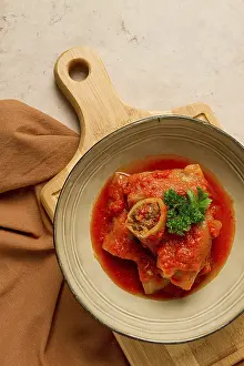 Tomato Sauce Dishes Prints: Stuffed cabbage rolls, with minced meat