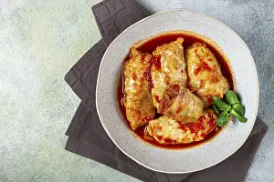 Tomato Sauce Dish Prints: Stuffed cabbage rolls with minced meat
