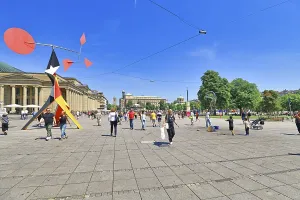 Stuttgart, Germany: Schlossplatz and Crinkly Sculpture Print
