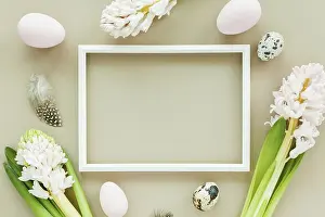 Pastel Colored Background Prints: Subtle Easter mockup with white frame