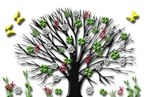 Deciduous Tree Illustration Prints: Summer tree, illustration