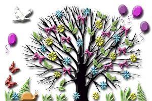 Deciduous Tree Illustration Prints: Summer tree, illustration