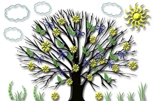 Deciduous Tree Illustration Prints: Summer tree, illustration