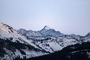 Austria Evening Sky Prints: Summit of Grossglockner at sunset in winter