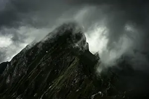 Mountainous Landscape Europe Prints: Summit ridge with dramatic clouds