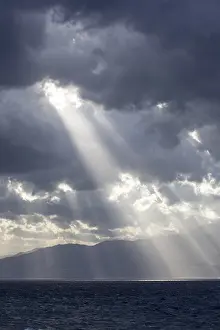 Southern Europe Landscape Prints: Sun and clouds over the Strait of Messina