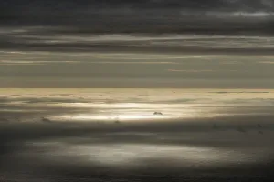 Rural Waterfront Scene Prints: Sun reflecting on the surface of the sea