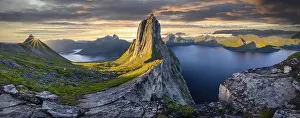 Dramatic Clouds Prints: Sun rising over Bergen, dramatic clouds