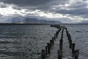 Chilean Landscape Prints: Sunbeams break through dark clouds
