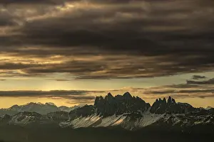 South Tyrolean Mountain Range Prints: Sunrise with dramatic clouds over South Tyrolean mountain range