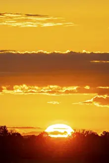 Thuringia Germany Landscape Prints: Sunrise, sky and clouds orange, Thuringia, Germany