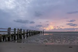European Coastal Views Prints: Sunset on the beach of Utersum