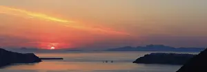 Sunset In Greece Prints: Sunset, Caldera, panorama view