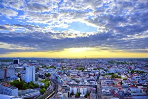 Berlin Sunset Prints: The sunset over the city of Berlin, Germany