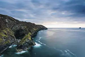 Steep Cliff Photography Prints: Sunset over Cliffs in St Agnes
