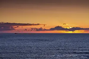 Pointe Du Van France Prints: Sunset behind clouds on the Atlantic Ocean