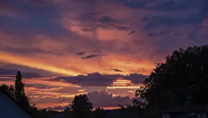 Evening Atmosphere In Bavaria Prints: Sunset with clouds, Bavaria, Germany