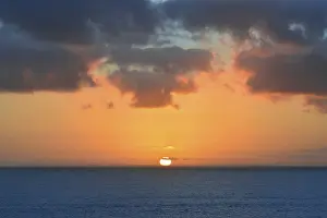 North Sea Sunset Prints: Sunset with clouds, sun on the horizon