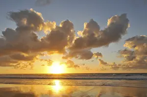 European Coastal Atmosphere Prints: Sunset and cloudy sky with reflection on the Atlantic