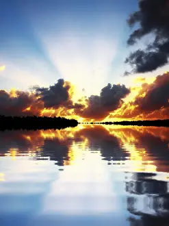 City Skyline View Prints: Sunset at coast of the sea