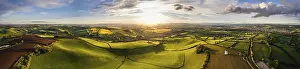 British Countryside Drone Shot Prints: Sunset over Devon Windmill from a drone