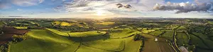 British Countryside From Above Prints: Sunset over Devon Windmill from a drone