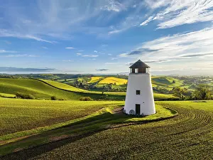 Drone View Of Devon Prints: Sunset over Devon Windmill from a drone