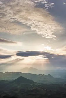 High Angle View Photography Prints: Sunset with dramatic clouds, San Marino