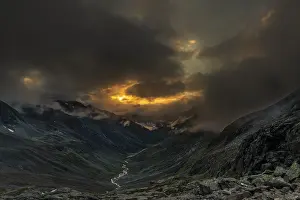 Tyrol Sunset Prints: Sunset with dramatic clouds over Windbachtal