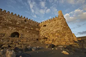 Prints of Sunset, evening light, backlight, Venetian sea fortress, Koules, Morosini, mountains, bronze sky, harbour, Heraklion, capital, island of Crete, Greece Heraklion Prints: Sunset Print, Koules Fortress, Heraklion, Crete