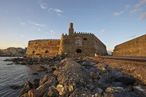 Venetian Sea Fortress Greece Prints: Sunset, evening light, backlight