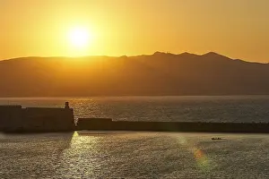 Venetian Sea Fortress Prints: Sunset, evening light, backlight