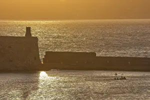 Historic Fortification Building Prints: Sunset, evening light, backlight
