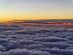 Evening Sky Germany Prints: Sunset, evening red above the clouds, Germany