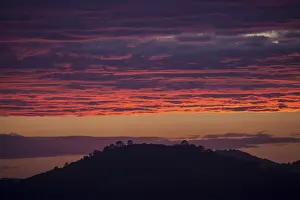 Mallorca Evening Atmosphere Prints: Sunset, evening sky with red clouds