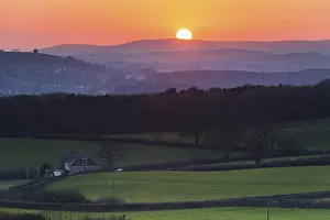 Northern Europe Sunset Prints: Sunset of the Fields, Berry Pomeroy Village in Devon