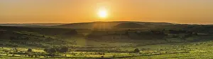 Granite Rock Formations UK Prints: Sunset over fields in Haytor Rocks