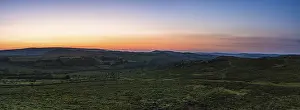 Granite Rock Formations UK Prints: Sunset over fields in Haytor Rocks