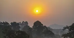 Atmospheric Landscape Shots Prints: Sunset over the forest, Uganda