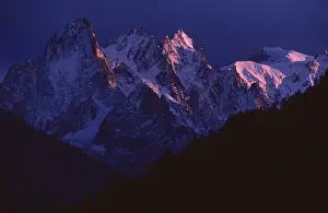 High Mountain Scenery Europe Prints: Sunset over the granit needles of Chamonix