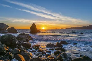 Atmospheric Coastal Scene Prints: Sunset on Marshall's Beach