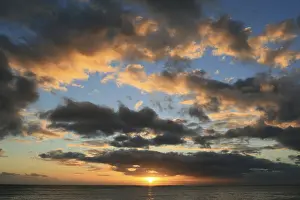 Cloudy Mood Landscapes Prints: Sunset on Mauritius