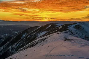 Central Italy Rural Landscape Photography Prints: Sunset on Mount Nerone, Monte Nerone in winter