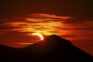 Berchtesgaden Area Landscape Prints: Sunset in the mountains during a partial solar eclipse