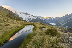 Sealy Tarns Track Prints: Sunset, Reflection in Mountain Lake