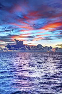 Maldives Sunset Prints: Sunset over the sea, cloud sky