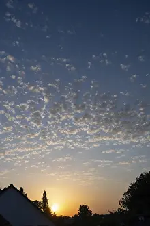 Cloudy European Landscape Prints: Sunset with small clouds in the evening sky
