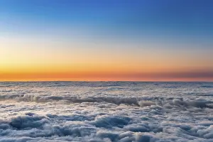 Backlit Mountain Landscape Prints: Sunset, sunset glow over of clouds