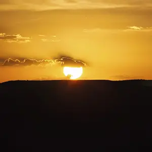 Atmospheric Light Of Sunset Prints: Sunset over Table Mountain, text free space