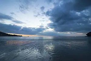 Tropical Beach Sunset Prints: Sunset at tropical sandy beach